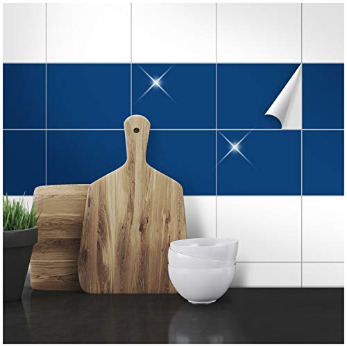 WANDKINGS Fliesenaufkleber 14,5 x 19,5 cm, 20 Stück - DUNKELBLAU GLÄNZEND von WANDKINGS