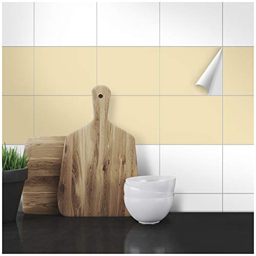 WANDKINGS Fliesenaufkleber 14,5 x 19,5 cm, 50 Stück - BEIGE SEIDENMATT von WANDKINGS