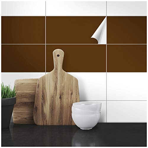 WANDKINGS Fliesenaufkleber 15 x 30 cm, 100 Stück - BRAUN SEIDENMATT von WANDKINGS