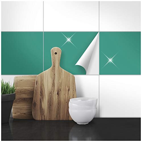 WANDKINGS Fliesenaufkleber 19,5 x 24,5 cm, 20 Stück - TÜRKIS GLÄNZEND WANDKINGS Fliesenaufkleber 19,5 x 24,5 cm, 20 Stück - TÜRKIS GLÄNZEND von WANDKINGS