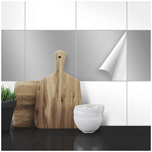 WANDKINGS Fliesenaufkleber 20 x 20 cm, 50 Stück - Silber SEIDENMATT WANDKINGS Fliesenaufkleber 20 x 20 cm, 50 Stück - Silber SEIDENMATT von WANDKINGS