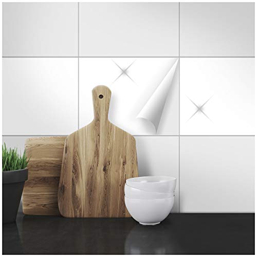 WANDKINGS Fliesenaufkleber 20 x 25 cm, 20 Stück - WEIß GLÄNZEND von WANDKINGS