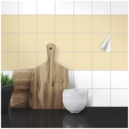 WANDKINGS Fliesenaufkleber 9,5 x 9,5 cm, 300 Stück - BEIGE SEIDENMATT von WANDKINGS