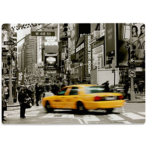 WANDKINGS Glasschneidebrett „Amerikanisches Taxi“ - Motiv wählbar - Glasschneideplatte, Schneidebrett aus Glas, Frühstücksbrettchen von WANDKINGS