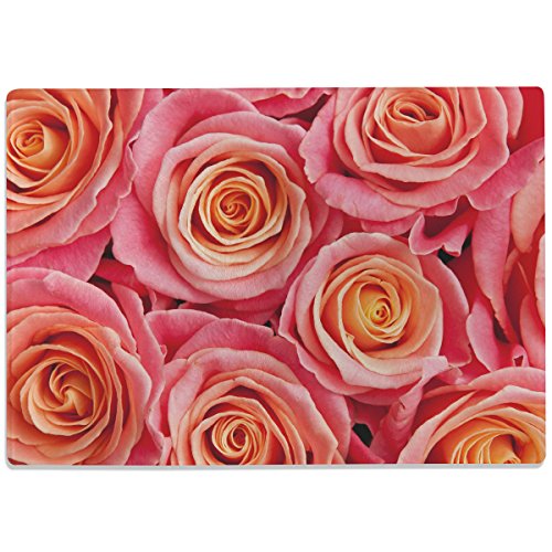 WANDKINGS Glasschneidebrett „Rosen in zarten Pastelltönen“ - Glasschneideplatte, Schneidebrett aus Glas, Frühstücksbrettchen von WANDKINGS