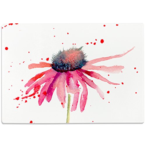 WANDKINGS Glasschneidebrett „Watercolor Flower“ - Motiv wählbar - Glasschneideplatte, Schneidebrett aus Glas, Frühstücksbrettchen von WANDKINGS