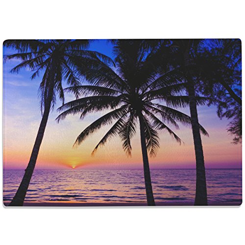 WANDKINGS Glasschneidebrett „Zauberhafter Sonnenuntergang“ - Glasschneideplatte, Schneidebrett aus Glas, Frühstücksbrettchen von WANDKINGS