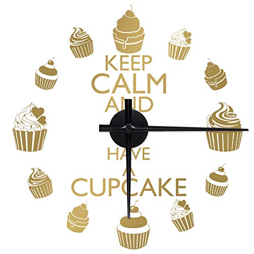 WANDKINGS "Have a Cupcake Wanduhr Wandtattoo (Farbe: Uhr=Schwarz, Aufkleber=Gold) von WANDKINGS