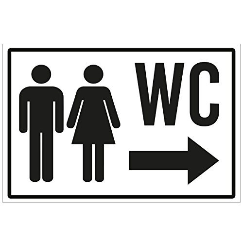 WANDKINGS Hinweisaufkleber für den Innen- und Außenbereich - WC Richtungsschild Rechts - 20x15 cm - Aufkleber ohne Schild von WANDKINGS