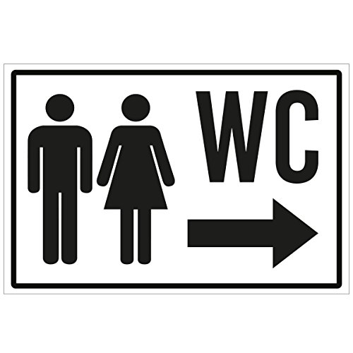 WANDKINGS Hinweisschild - WC Richtungsschild Rechts - stabile Aluminium Verbundplatte - Wähle eine Größe - 20x15 cm von WANDKINGS