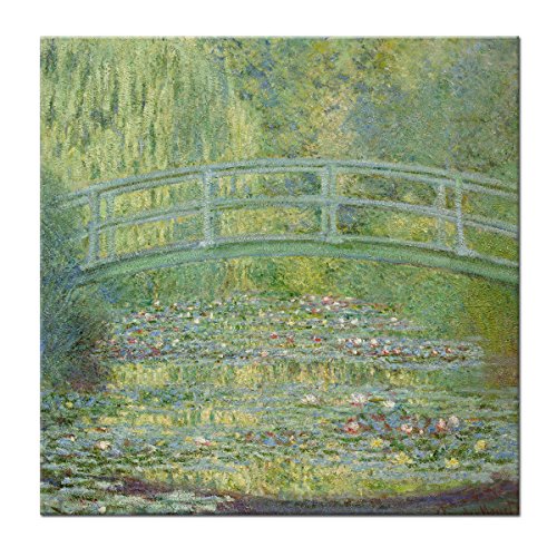 WANDKINGS Leinwandbild Seerosenteich und japanische Brücke von Claude Monet / 40 x 40 cm/auf Keilrahmen von WANDKINGS