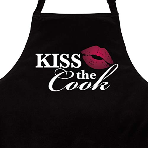 WANDKINGS Schürze Kiss The Cook - Grillschürze - Küchenschürze - Kochschürze - Latzschürze mit verstellbarem Nackenband von WANDKINGS