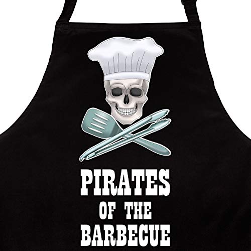WANDKINGS Schürze Pirates of The Barbecue - Grillschürze - Küchenschürze - Kochschürze - Latzschürze mit verstellbarem Nackenband von WANDKINGS