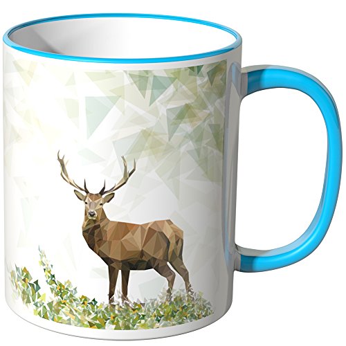 WANDKINGS Tasse, Motiv „Majestätischer Hirsch 1“ - BLAU von WANDKINGS