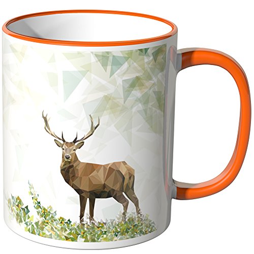 WANDKINGS Tasse, Motiv „Majestätischer Hirsch 1“ - ORANGE von WANDKINGS