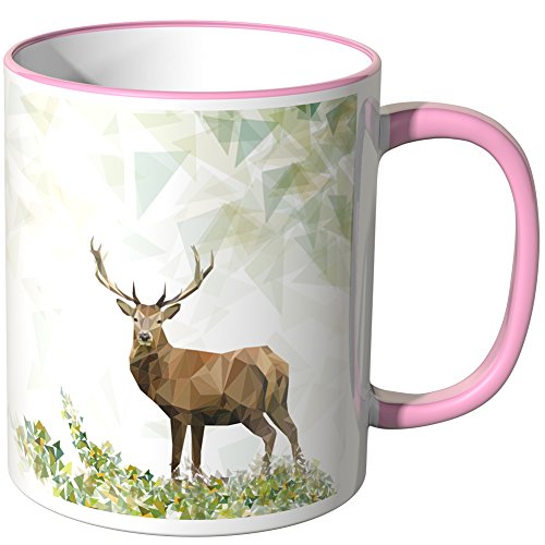 WANDKINGS Tasse, Motiv „Majestätischer Hirsch 1“ - ROSA von WANDKINGS