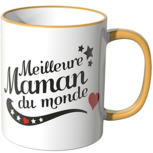 WANDKINGS Tasse, Spruch Meilleure Maman du Monde - DUNKELGELB von WANDKINGS