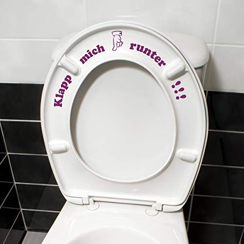 WANDKINGS Toilettenaufkleber Klapp Mich runter!!! 16 x 32 cm - Aubergine - 35 Farben zur Wahl von WANDKINGS