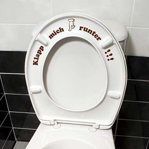 WANDKINGS Toilettenaufkleber Klapp Mich runter!!! 16 x 32 cm - Braun - 35 Farben zur Wahl von WANDKINGS