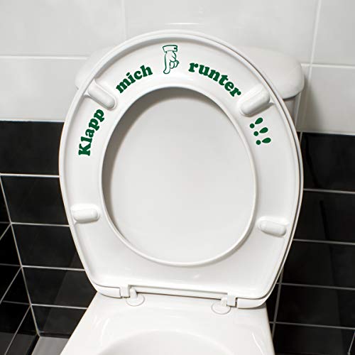 WANDKINGS Toilettenaufkleber Klapp Mich runter!!! 16 x 32 cm - Dunkelgrün - 35 Farben zur Wahl von WANDKINGS