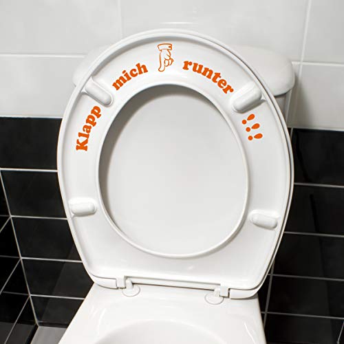 WANDKINGS Toilettenaufkleber Klapp Mich runter!!! 16 x 32 cm - Orange - 35 Farben zur Wahl von WANDKINGS