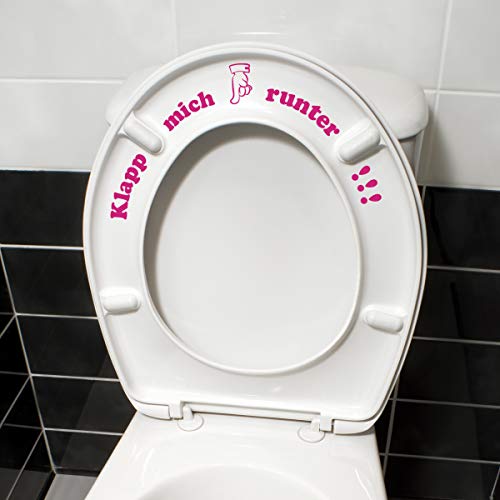 WANDKINGS Toilettenaufkleber Klapp Mich runter!!! 16 x 32 cm - Pink - 35 Farben zur Wahl von WANDKINGS