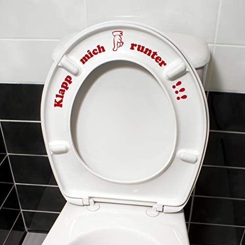 WANDKINGS Toilettenaufkleber Klapp Mich runter!!! 16 x 32 cm - Rot - 35 Farben zur Wahl von WANDKINGS