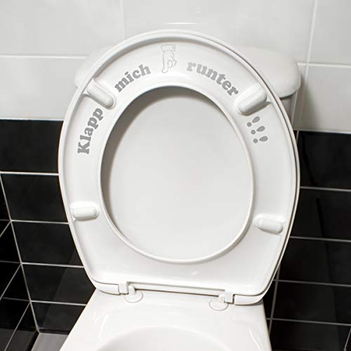 WANDKINGS Toilettenaufkleber Klapp Mich runter!!! 16 x 32 cm - Silber - 35 Farben zur Wahl von WANDKINGS