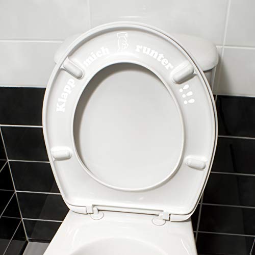 WANDKINGS Toilettenaufkleber Klapp Mich runter!!! 16 x 32 cm - Weiß - 35 Farben zur Wahl von WANDKINGS