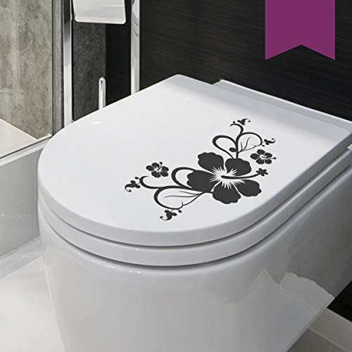 WANDKINGS WC Deckel Hibiskusblüten Ranke Aufkleber 30 x 15 cm aubergine - erhältlich in 33 Farben von WANDKINGS
