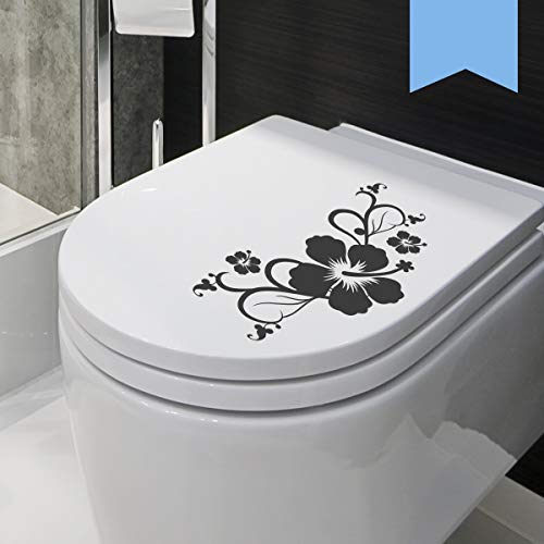 WANDKINGS WC Deckel Hibiskusblüten Ranke Aufkleber 30 x 15 cm lichtblau - erhältlich in 33 Farben von WANDKINGS