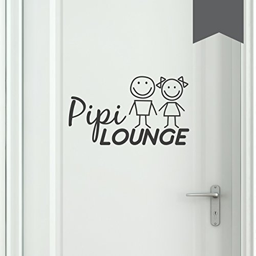 WANDKINGS WC Tür Aufkleber PIPI Lounge mit Frau & Mann im Smiley-Style 25 x 14 cm dunkelgrau - erhältlich in 33 Farben von WANDKINGS
