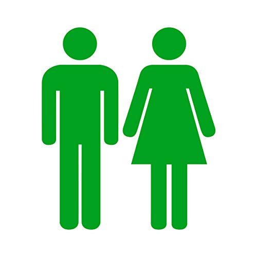 WANDKINGS WC Türaufkleber - Mann & Frau Figuren - 13 x 15 cm - Gelbgrün - Wähle aus 5 Größen & 35 Farben von WANDKINGS