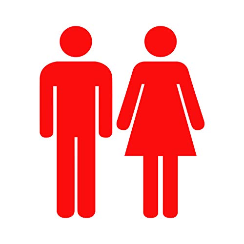 WANDKINGS WC Türaufkleber - Mann & Frau Figuren - 13 x 15 cm - Hellrot - Wähle aus 5 Größen & 35 Farben von WANDKINGS