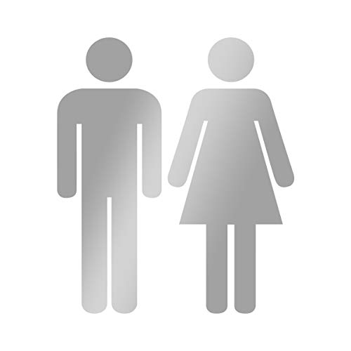 WANDKINGS WC Türaufkleber - Mann & Frau Figuren - 13 x 15 cm - Silber - Wähle aus 5 Größen & 35 Farben von WANDKINGS