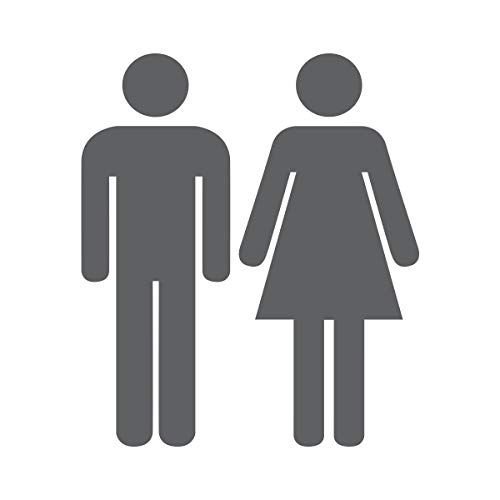 WANDKINGS WC Türaufkleber - Mann & Frau Figuren - 21 x 25 cm - Dunkelgrau - Wähle aus 5 Größen & 35 Farben von WANDKINGS