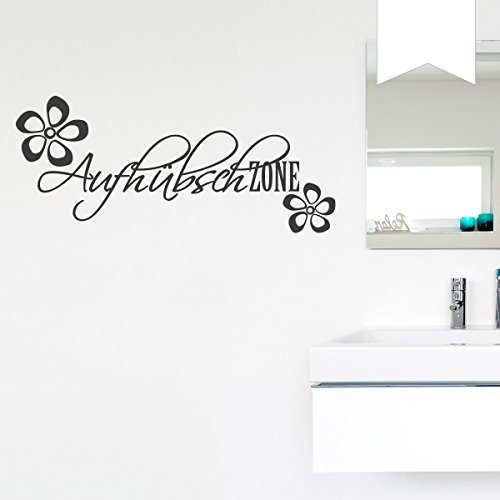 WANDKINGS Wandtattoo Aufhübschzone (mit 2 Blümchen) 50 x 21 cm weiß - erhältlich in 33 Farben von WANDKINGS