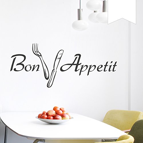 WANDKINGS Wandtattoo - Bon Appetit - 60 x 25 cm - Weiß - Wähle aus 5 Größen & 35 Farben von WANDKINGS