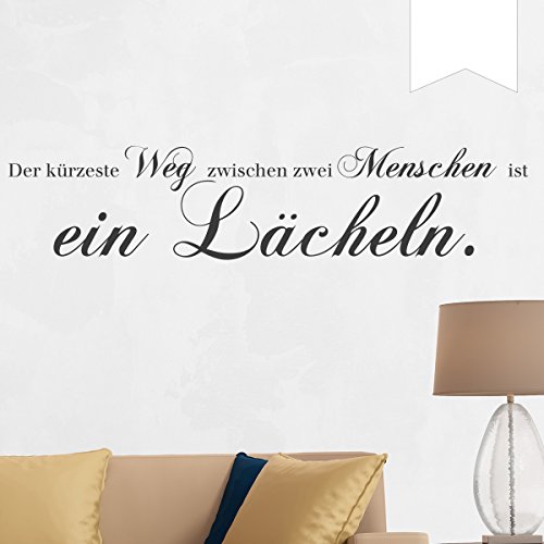 WANDKINGS Wandtattoo Der kürzeste Weg zwischen Zwei Menschen ist EIN Lächeln 60 x 13 cm weiß - erhältlich in 33 Farben von WANDKINGS