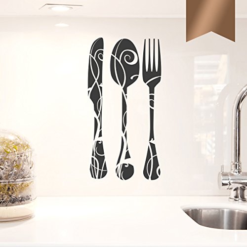 WANDKINGS Wandtattoo - Florales Besteck - 88 x 170 cm - Kupfer - Wähle aus 5 Größen & 35 Farben von WANDKINGS