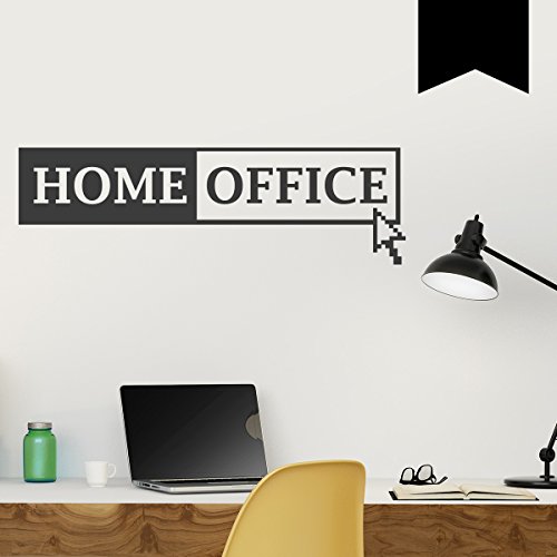 WANDKINGS Wandtattoo - Home Office mit Mauszeiger - 130 x 39 cm - Schwarz - Wähle aus 5 Größen & 35 Farben von WANDKINGS