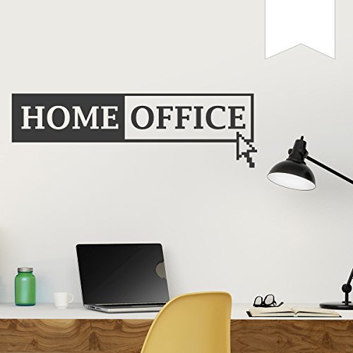 WANDKINGS Wandtattoo - Home Office mit Mauszeiger - 90 x 27 cm - Weiß - Wähle aus 5 Größen & 35 Farben von WANDKINGS