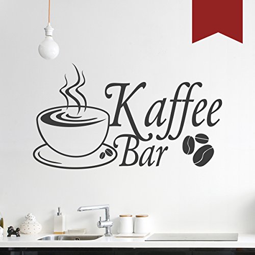 WANDKINGS Wandtattoo - Kaffee Bar mit Kaffeebohnen und Tasse - 50 x 28 cm - Dunkelrot - Wähle aus 5 Größen & 35 Farben von WANDKINGS