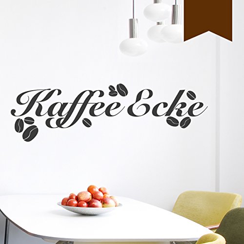 WANDKINGS Wandtattoo - Kaffee Ecke mit Kaffeebohnen - 120 x 36 cm - Braun - Wähle aus 5 Größen & 35 Farben von WANDKINGS