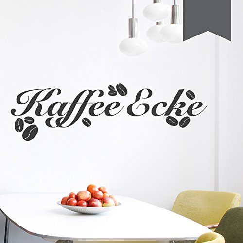WANDKINGS Wandtattoo - Kaffee Ecke mit Kaffeebohnen - 50 x 15 cm - Dunkelgrau - Wähle aus 5 Größen & 35 Farben von WANDKINGS