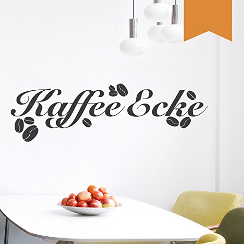 WANDKINGS Wandtattoo - Kaffee Ecke mit Kaffeebohnen - 50 x 15 cm - Hellbraun - Wähle aus 5 Größen & 35 Farben von WANDKINGS