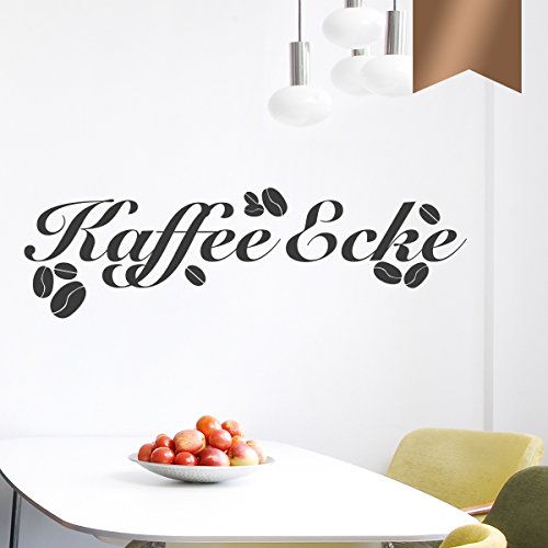 WANDKINGS Wandtattoo - Kaffee Ecke mit Kaffeebohnen - 50 x 15 cm - Kupfer - Wähle aus 5 Größen & 35 Farben von WANDKINGS