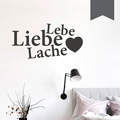 WANDKINGS Wandtattoo Lebe Liebe Lache (mit Herz) 50 x 25 cm dunkelgrau - erhältlich in 33 Farben von WANDKINGS