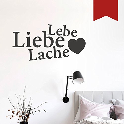 WANDKINGS Wandtattoo Lebe Liebe Lache (mit Herz) 50 x 25 cm dunkelrot - erhältlich in 33 Farben von WANDKINGS