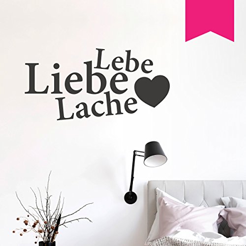 WANDKINGS Wandtattoo Lebe Liebe Lache (mit Herz) 50 x 25 cm pink - erhältlich in 33 Farben von WANDKINGS